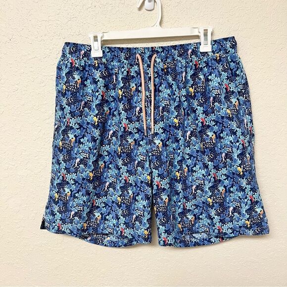 NWT Peter Millar Swim Trunks Mens Size XL Blue Print Seaside Collection Lined - Picture 1 of 8